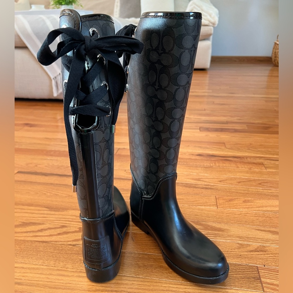 Black Coach rain boots - size 8